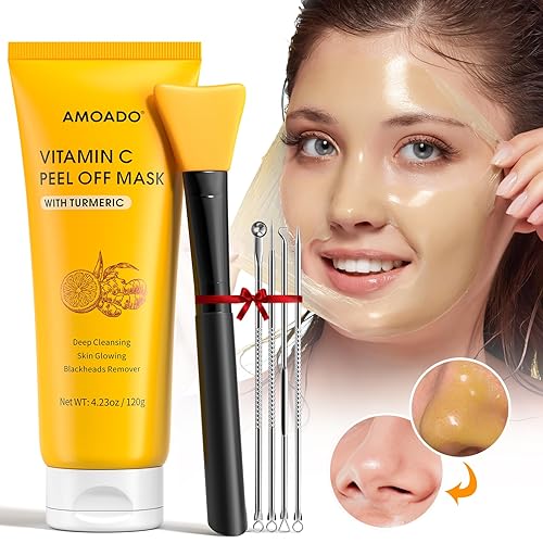 Miniatura 5 de Máscara eliminadora de puntos negros, máscara facial con vitamina C y cúrcuma para hombres y mujeres, mascarilla facial de limpieza profunda para