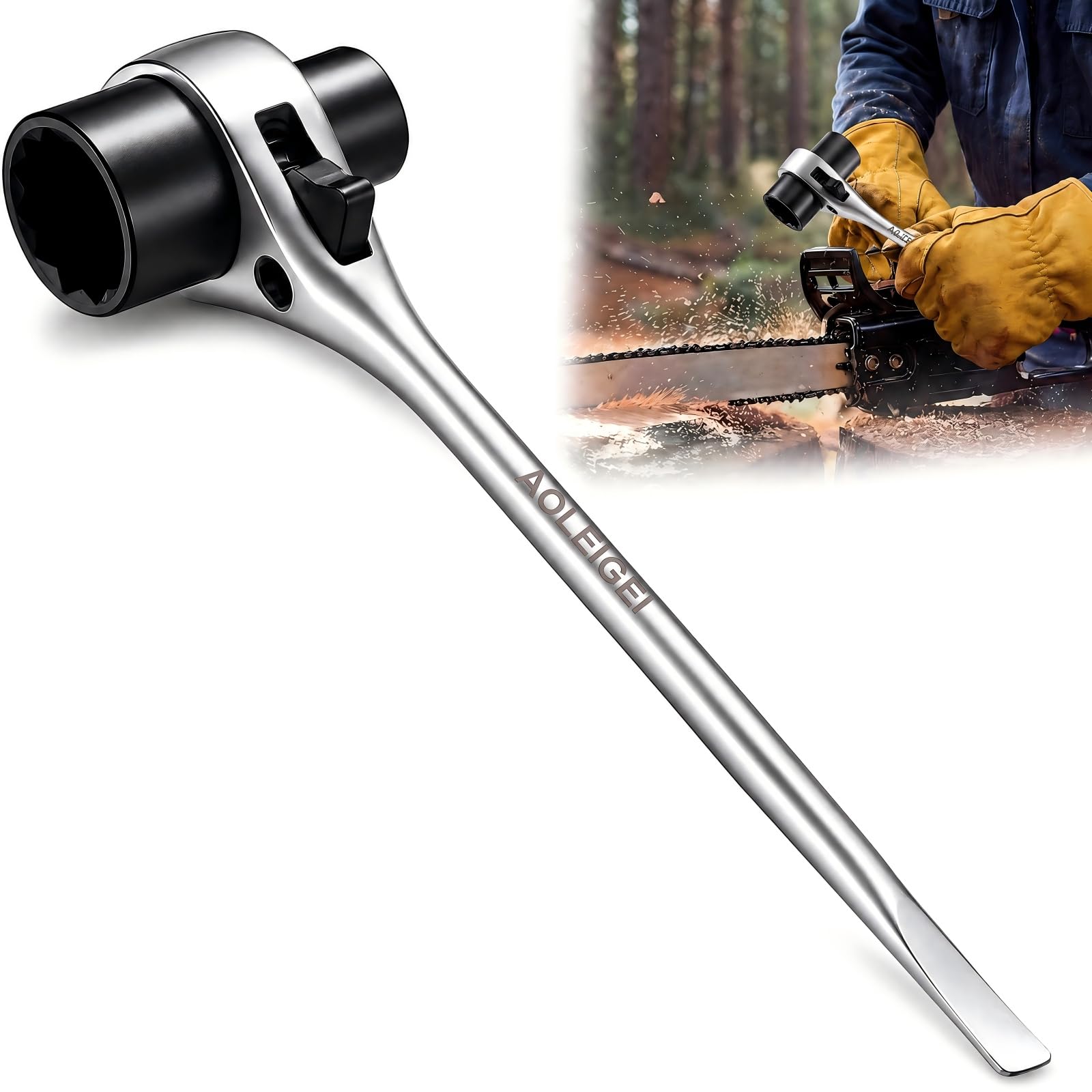 Chainsaw Tool – 13mm & 19mm (1/2” & 3/4”) T-Bar Wrench & Screwdriver | Cold-Forged Chrome Vanadium Steel | Heavy-Duty & Lightweight | for Chainsaw Maintenance, Saws, Nuts, & Plugs