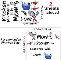 Vista 2 de Maydahui 2 Sheets Mom Kitchen Wall Stickers Kitchen Quote Wall Decals Mom's Kitchen is Seasoned with Love Wall Decals (17.7x21.6 Inch) Utensil