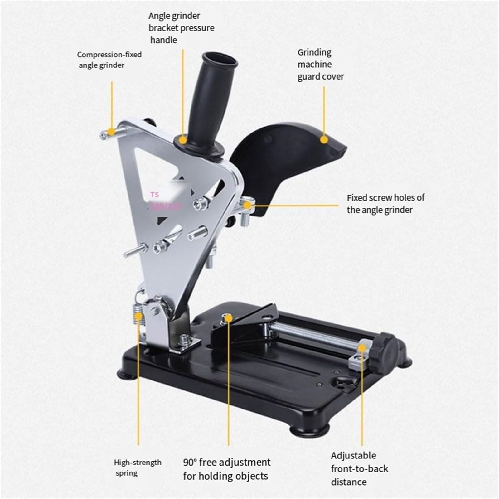 Base de soporte de amoladora de alta resistencia, diseño de doble rodamiento para amoladoras de 100 a 125 mm, compatible con herramientas de metal resistente, soporte de corte de metal