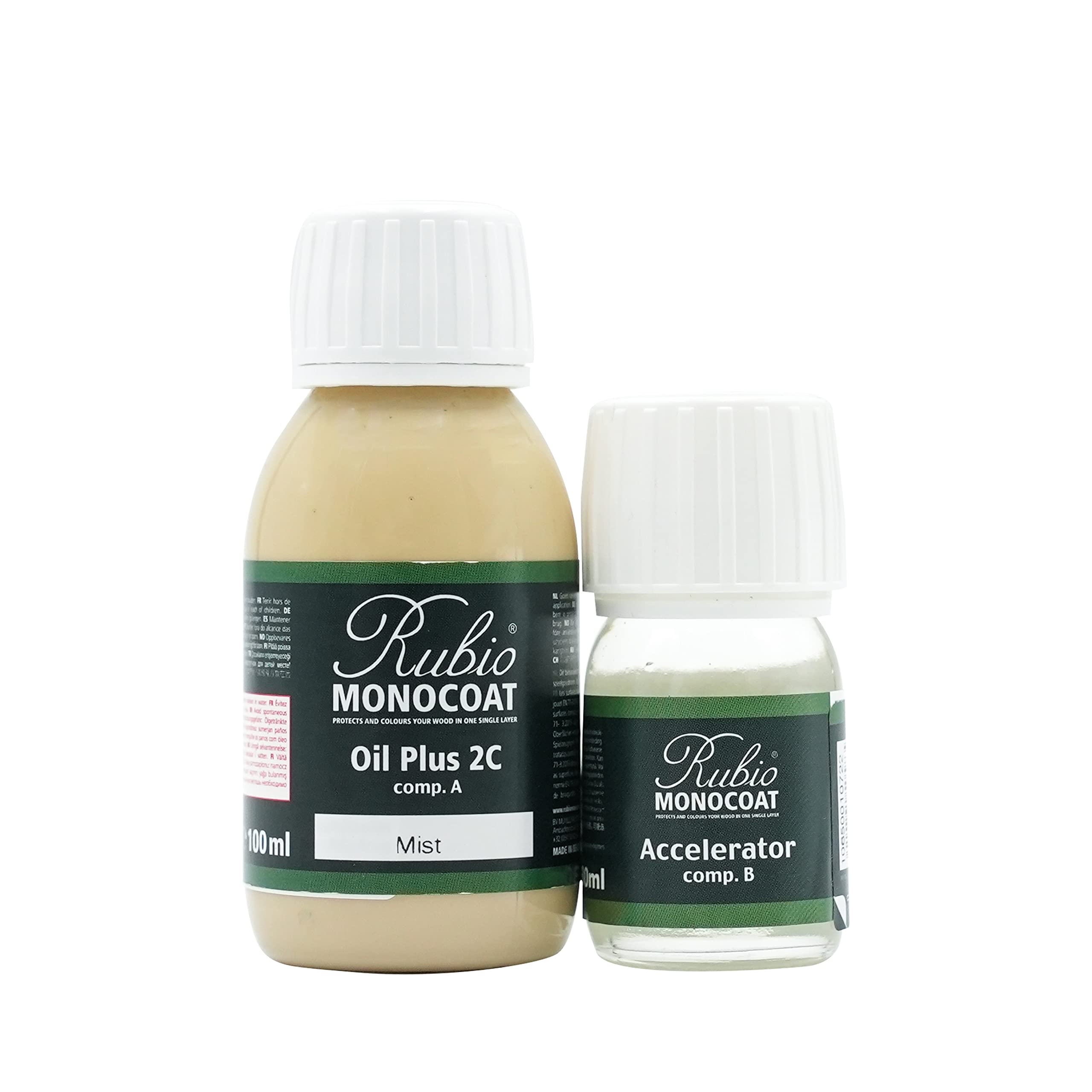Rubio Monocoat Mist Wood Oil Finish 5 M² - | Oil Plus 2C | Quick-Dry, Eco-Friendly Linseed Wood Oil For Indoor Use, Includes Accelerator (Part B) | Protector | 130 Ml