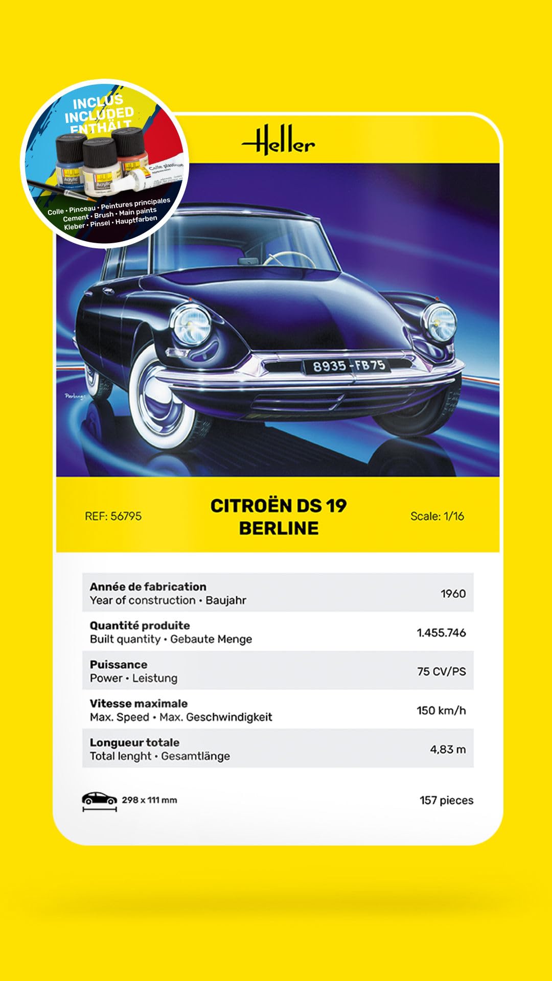 Heller 56795 Kit de démarrage pour Citroën DS 19 1/16