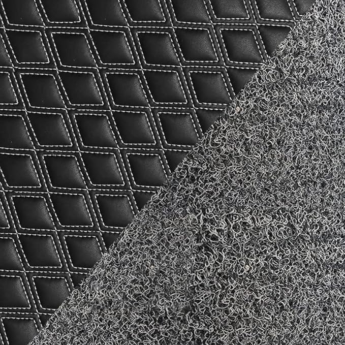 Image of 7D Car Mat for Nissan GRAVITE -7 Seater | Black & Silver | 7D Ultra Premium PU Leather II Double Stitching II Fully Customise Fit Car Floor Tray Mats