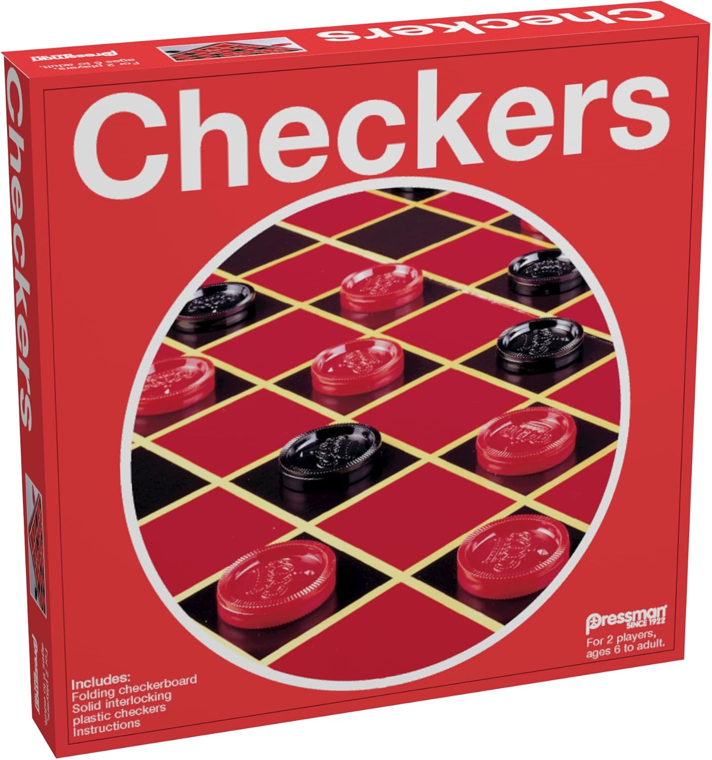 Pressman Checkers -- Classic Game With Folding Board and Interlocking Checkers ,5"