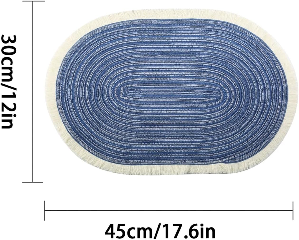 4pcs/Set Handmade Oval Woven Braided Placemats 18x12inch Woven Washable Non-Slip Place mats