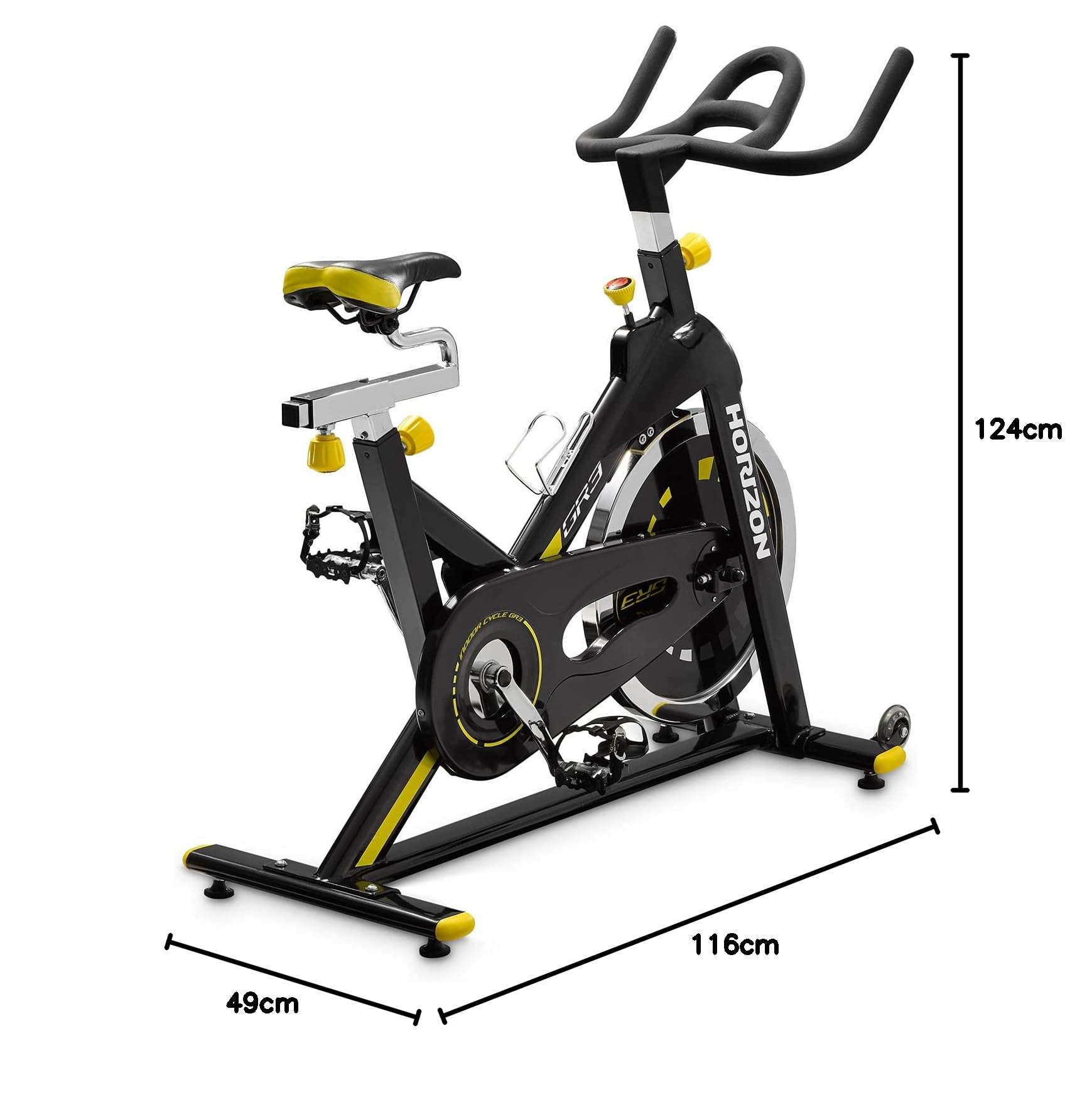Horizon Fitness Cyclette GR3 - Indoor Spin Bike (Console Opzionale) - 124 x 49 x 116 cm