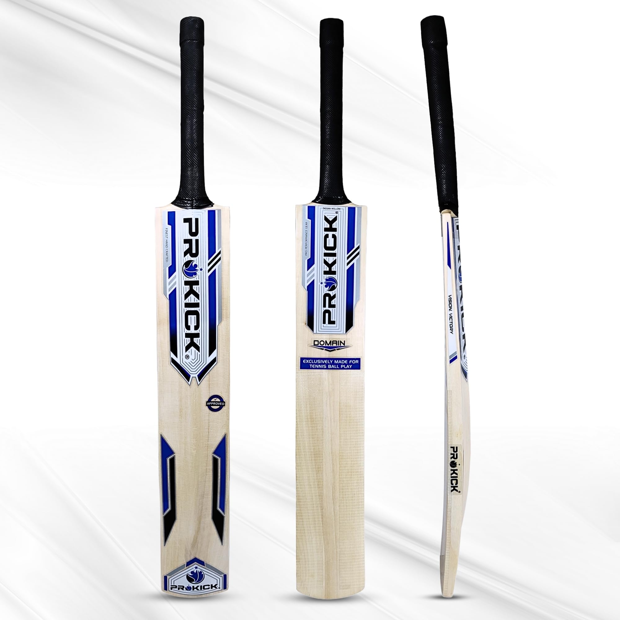 Prokick Domain Indian Willow/Popular Willow Cricket Tennis Ball Bat, Short Handle | Light Tennis Ball Bat | Full Size - Image 2 thumbnail