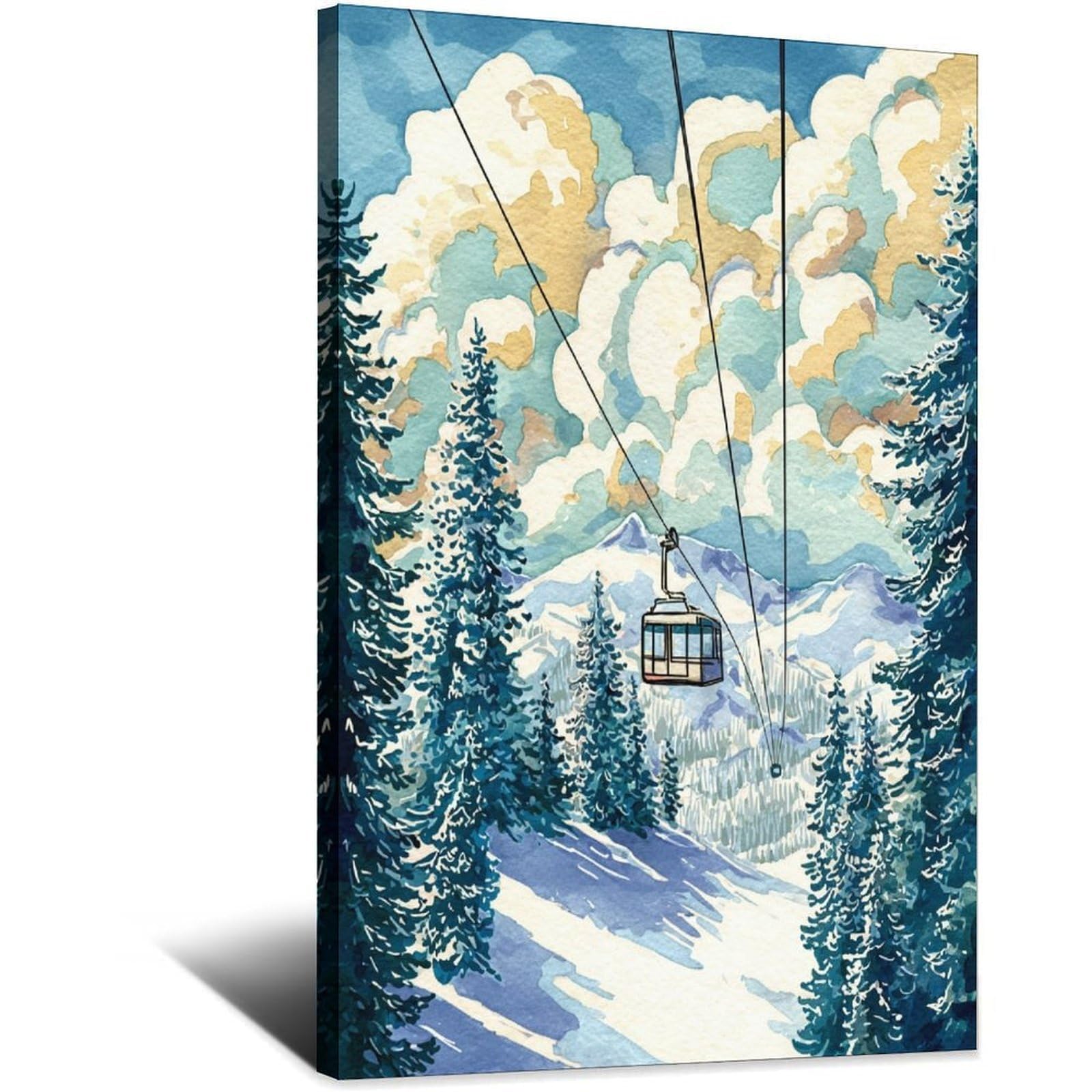 CFXNGA Vail Ski Posters 20x30inch(50x75cm) Vintage Watercolor Canvas Art