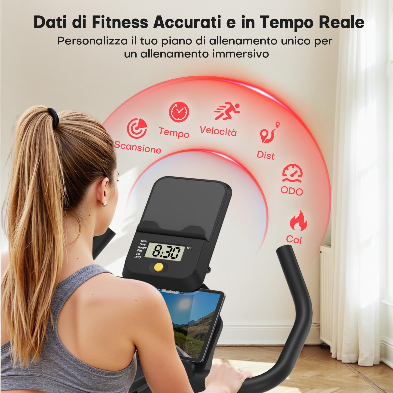 CHAOKE Cyclette da Casa con App, Cyclette per Casa Magnetoresistanza ultra Silenziosa 10dB, con Applicazione, Sedile Morbido e Traspirante e Schermo LCD, Peso Massimo di 150KG Cyclette Professionale