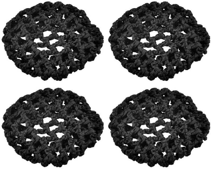 Asian Women Hair Bun Cover Ballet Dance Skating Snoods Hair Net (Pack of 4), Black