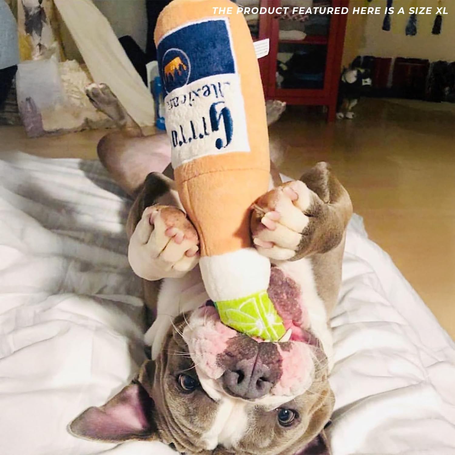 Haute Diggity Dog Grrrona Beer Bottle, Plush Designer Dog Toys with Interactive Squeaker, Stimulating Pet Enrichment, Machine-Washable & Safe Materials for All Breeds, Size XL