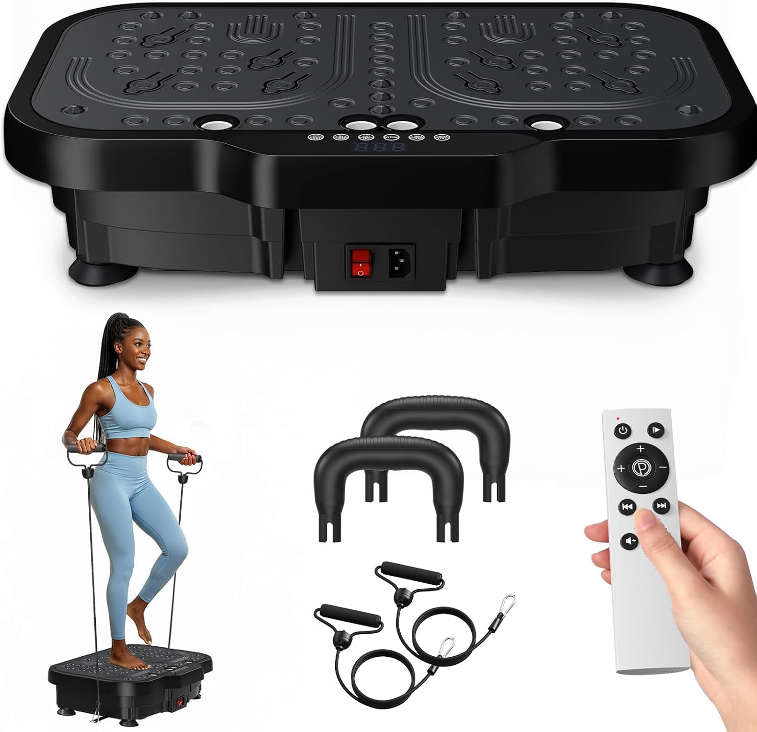 2026 Verbesserte Vibrationsplatte mit Zwei Motoren für Gewichtsabnahme, Ganzkörpertraining und Muskelaufbau, Vibration Plate mit 180 Stufen und 5 Modi, mit Bluetooth Maximalgewicht 150 kg