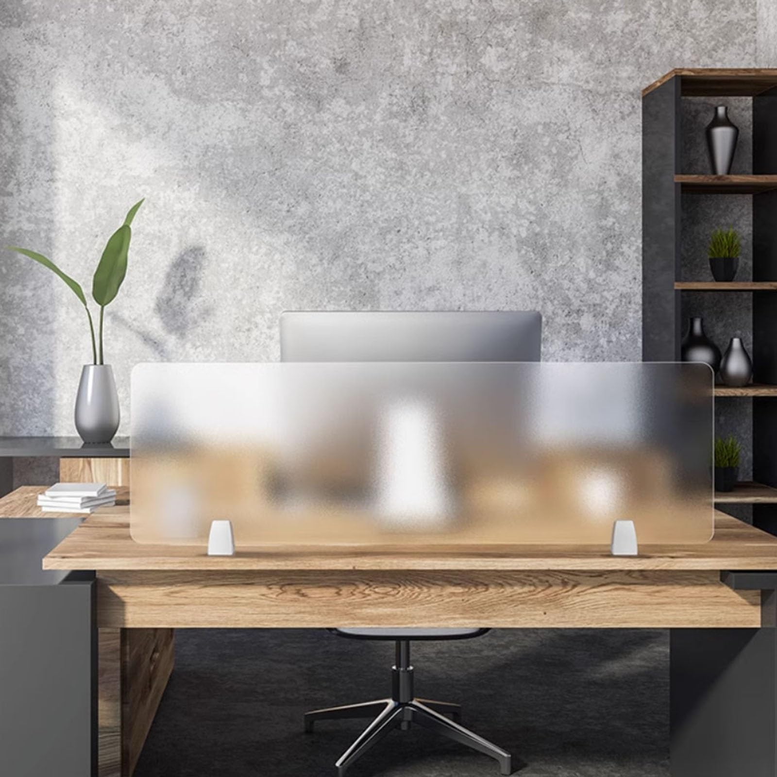Panel Divisor de Escritorio de acrílico translúcido Esmerilado para privacidad, Ideal para oficinas y Estudiantes. Pantalla divisoria de Mesa de 100 x 40 cm de Altura con Abrazadera de Monta