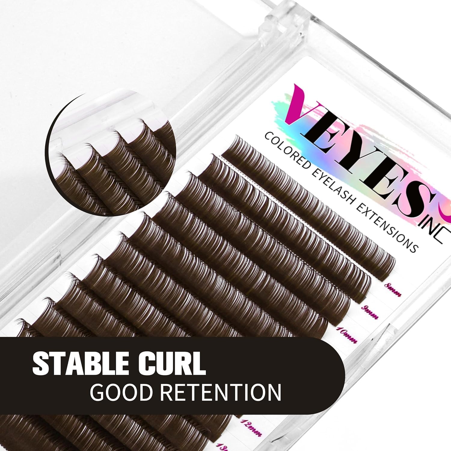 VEYES INC Brown Lash Extensions 0.03-0.07 C/CC/D Curl 8-16mm Mixed Length Volume Eyelashes Tray - Image 4