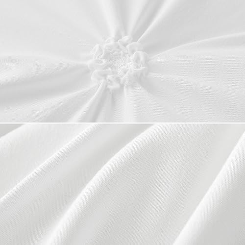 Miniatura 4 de Hansleep Pintuck - Juego de edredón blanco de 7 piezas para cama en una bolsa, tamaño King con pliegues, sábanas, fundas de almohada y fundas de