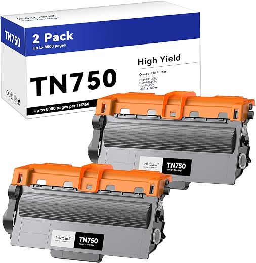 Best Offer TN750 TN720 Compatible Toner Cartridge Replacement for Brother TN750 TN-750 TN-720, Work for HL-5470DW HL-5450DN HL-6180DW MFC-8710DW MFC-8950DW Printer(Black, 2-Pack)