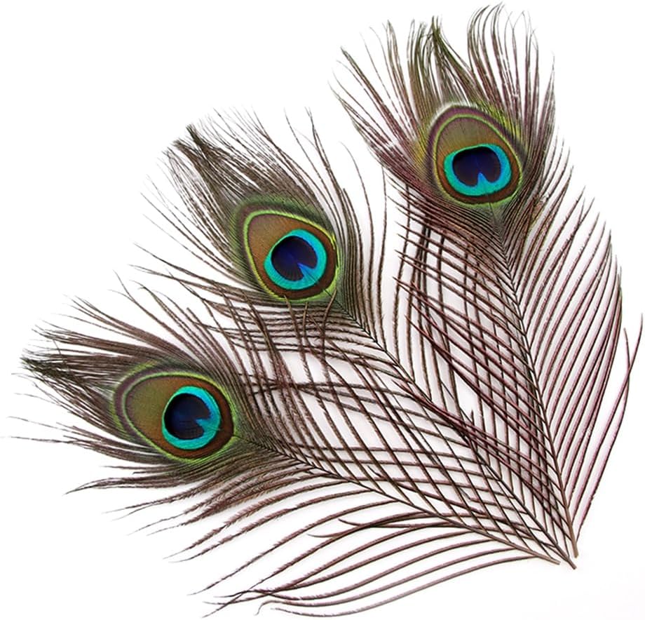 shekyeon 10-12inch Natural Peacock Feather for Wedding Table Centerpiece Pack of 10
