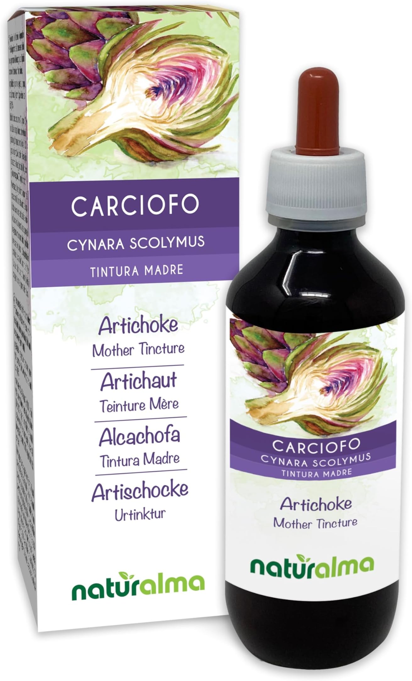 Artichoke (Cynara scolymus) Leaves Alcohol-Free Mother Tincture Naturalma - Liquid Extract Drops 200 ml - Food Supplement - Vegan