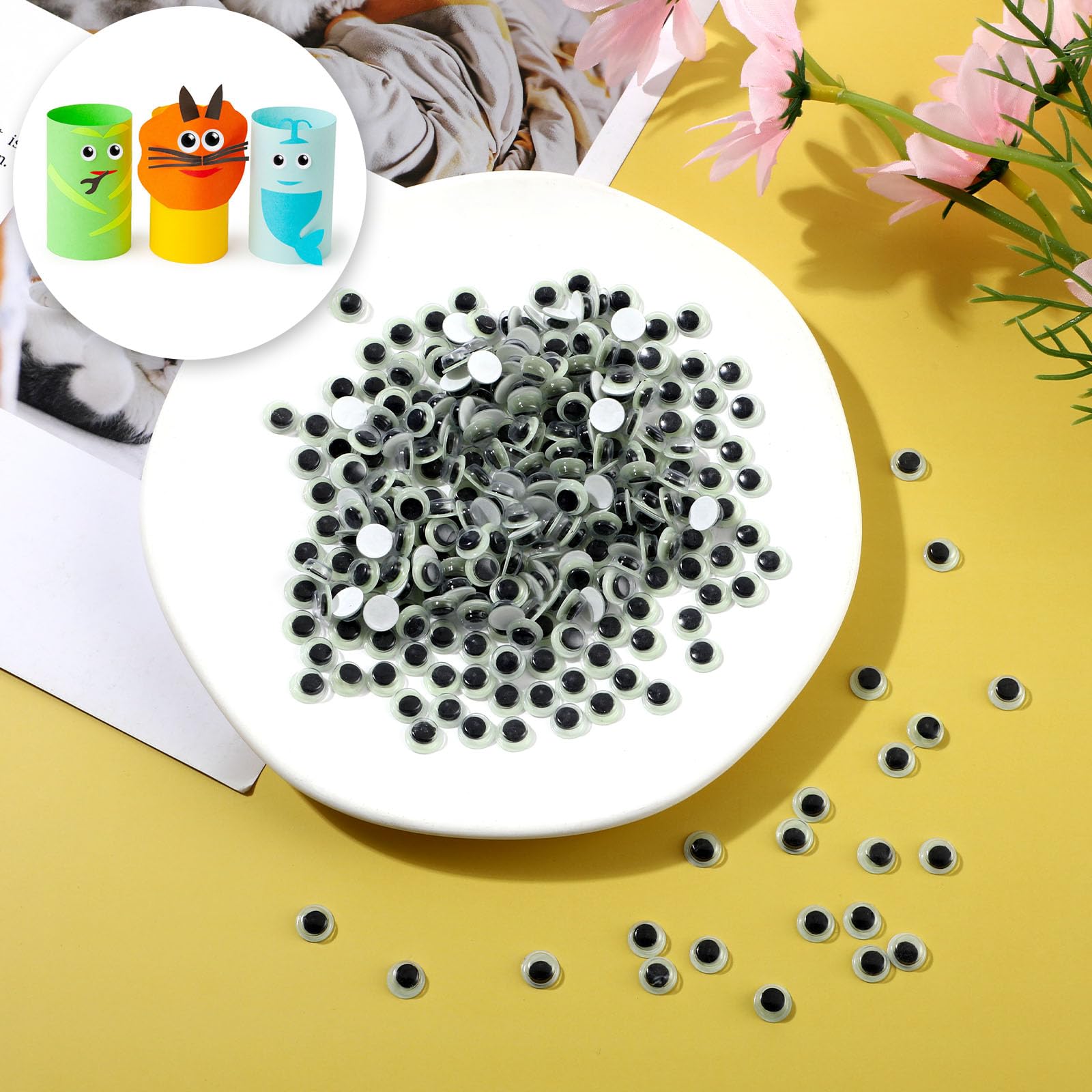 1000 Autocollants Œil Noir Et Blanc - 1,3 Cm De Diamètre, Pour Bricolage Enfants