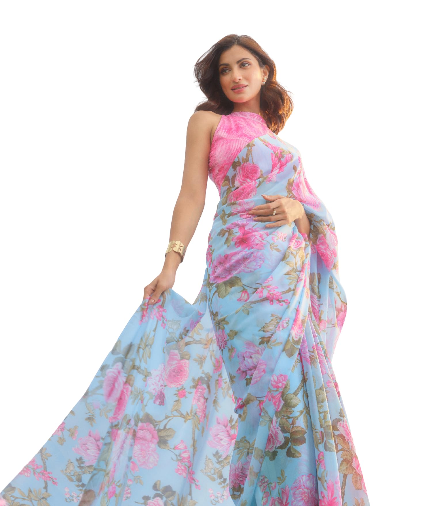 garden vareli Floral Print Nara Chiffon Saree-picture-18