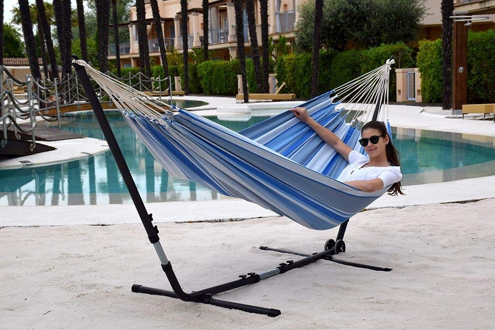 Universal anthrazit Hängematten-Metallgestell bis 370 cm mit Lola Hängematte XL Jamaica Marine Double
