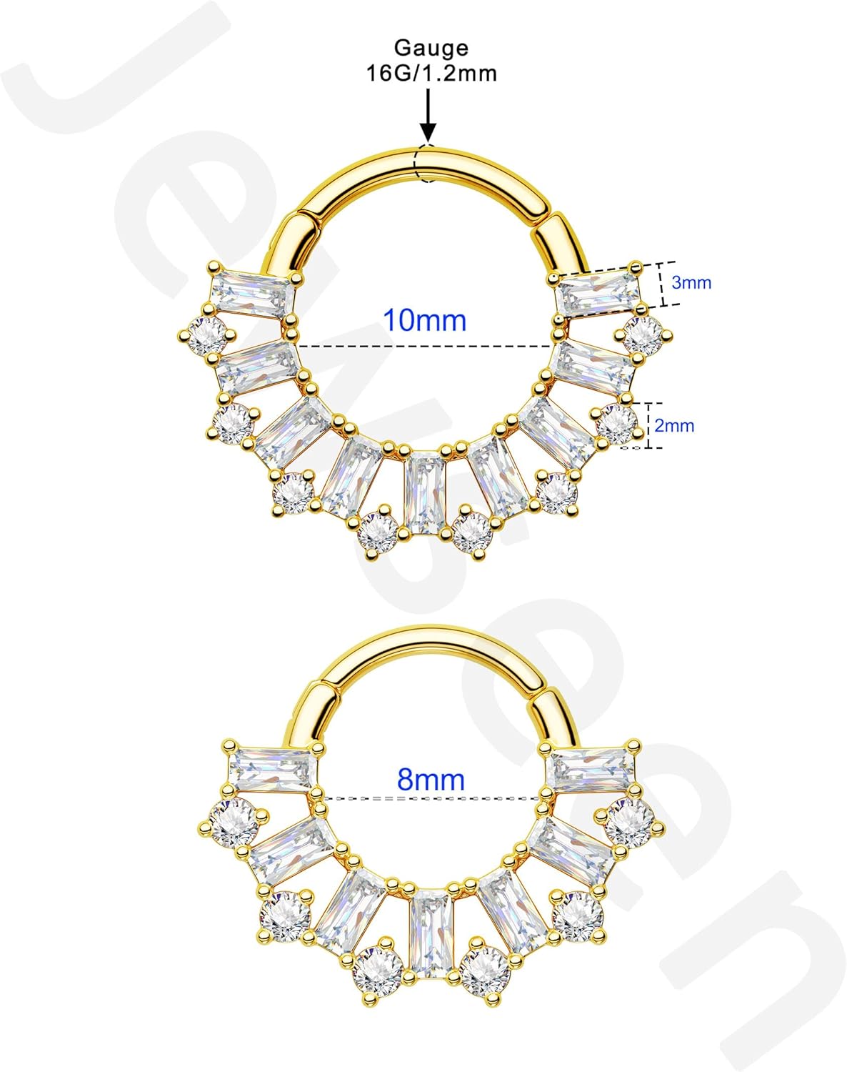 Jewseen Septum Ring 16g Emerald Daith Earring for Women Clear CZ Septum Clicker Surgical Steel Cartilage Earring Helix Conch Piercing Jewelry - Image 5