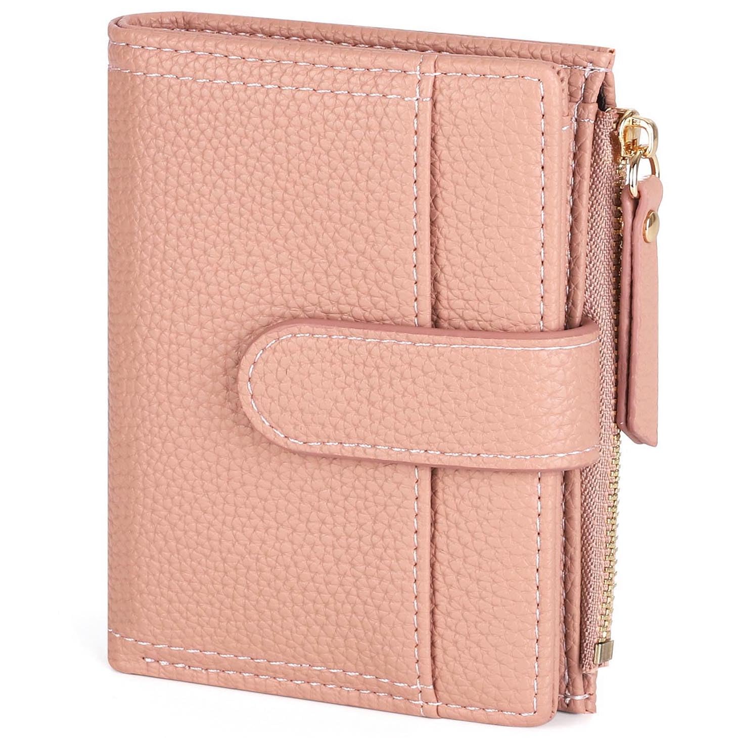 RRANCharltu Geldbörse Damen Leder Portemonnaie Damen klein mit kartenfächern Geldbeutel klein Brieftasche Mädchen mit Reißverschlusstasche und Banknotenfach, Rosa