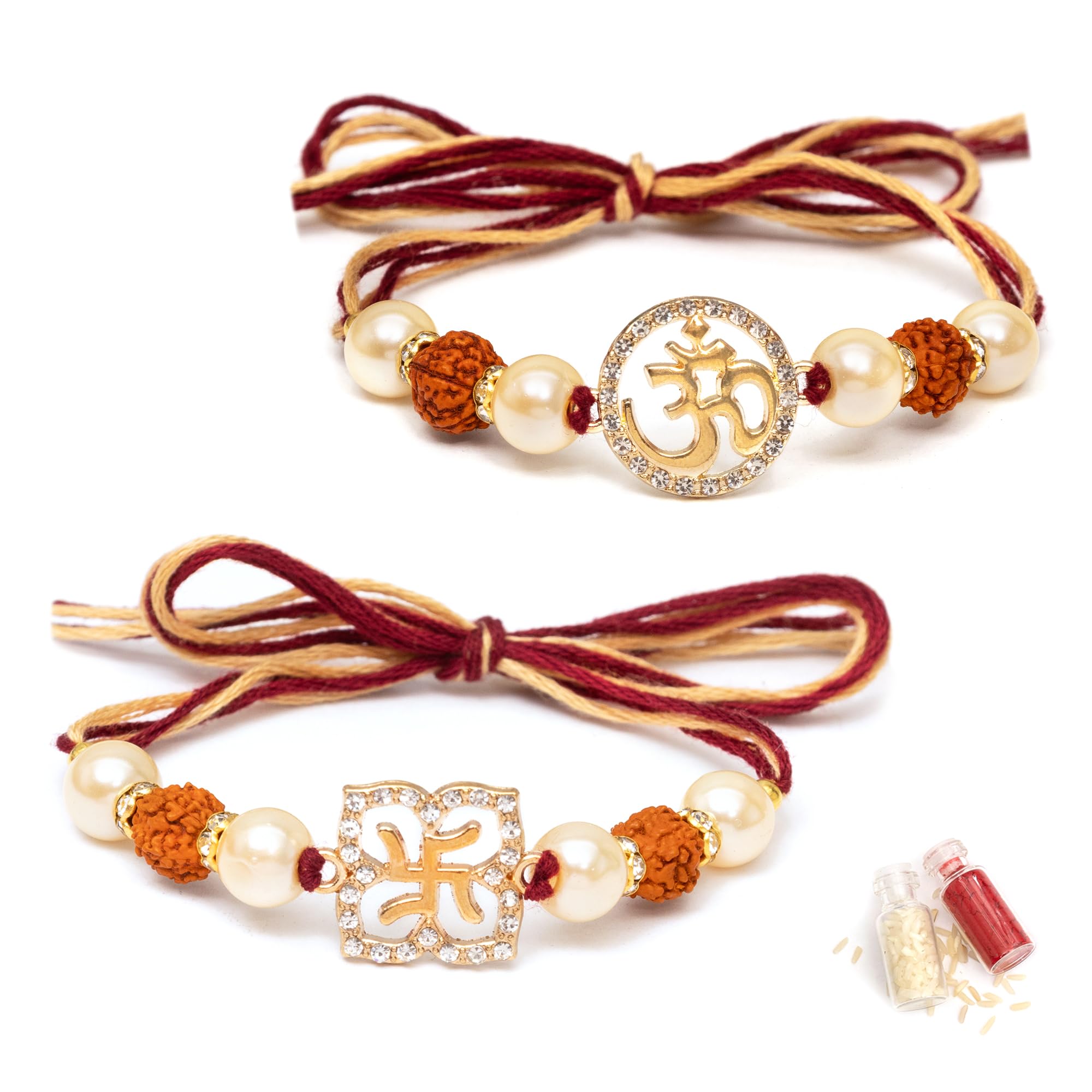 Rakhi for Brother with Tilak Material & Greeting Card - Set of 2 Divine Rakhi-image-5