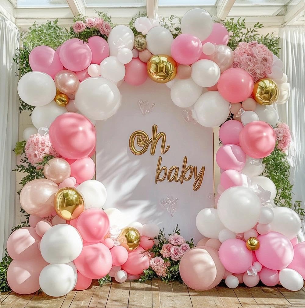 Haunted House Double Stuffed Balloon Garland Different Sizes 18In 12In 5In Black White Pink Gold Balloon Arch Kit For Halloween Baby shower Gothic Wednesday Party Decorations