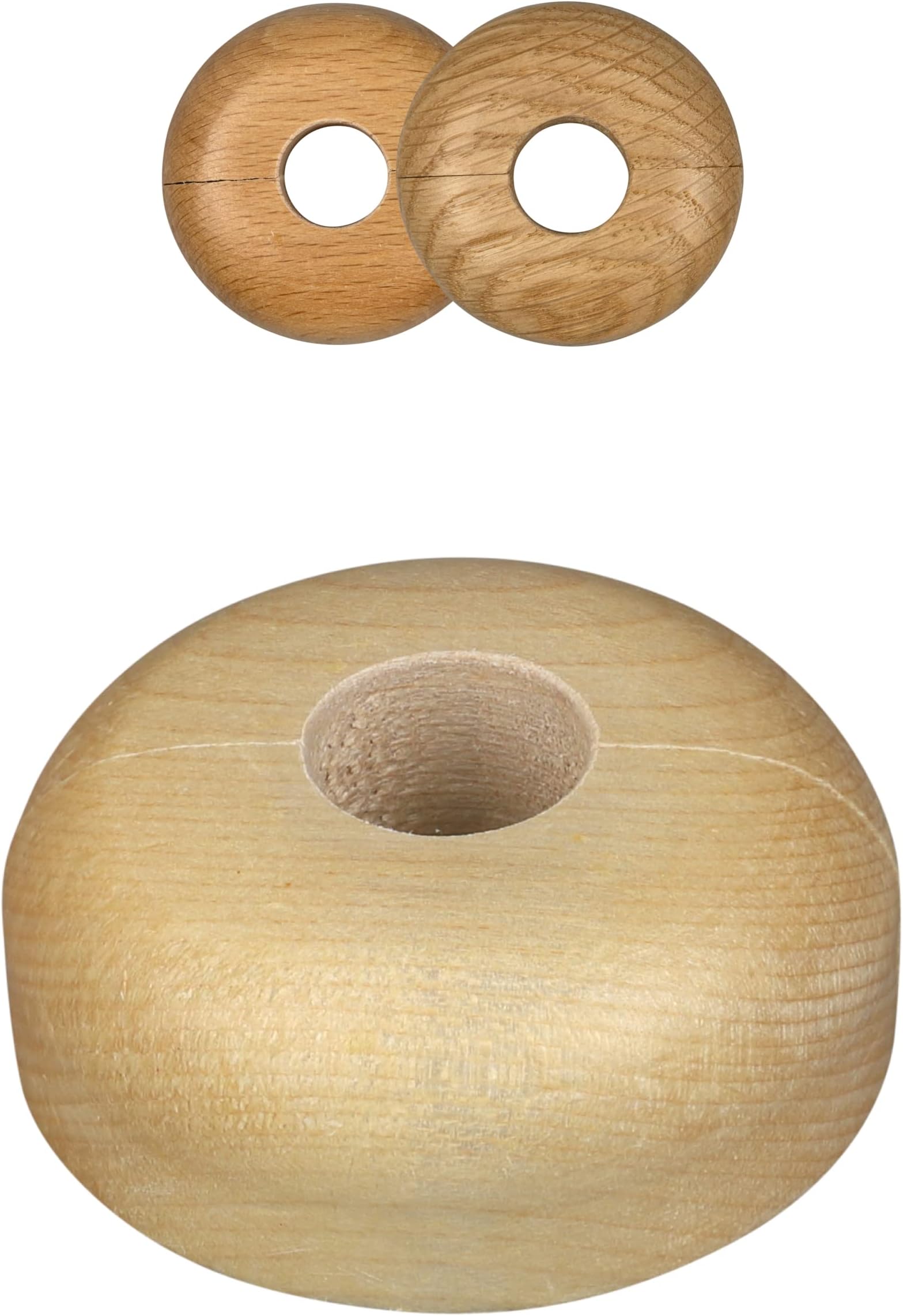 FUX Single Rosettes for Radiator Pipes Real Wood Maple Beech Oak Cover for Radiator Pipes 15 mm 19 mm 22 mm Wood Parquet Wood Rosette (19 mm, Maple) Pack of 2
