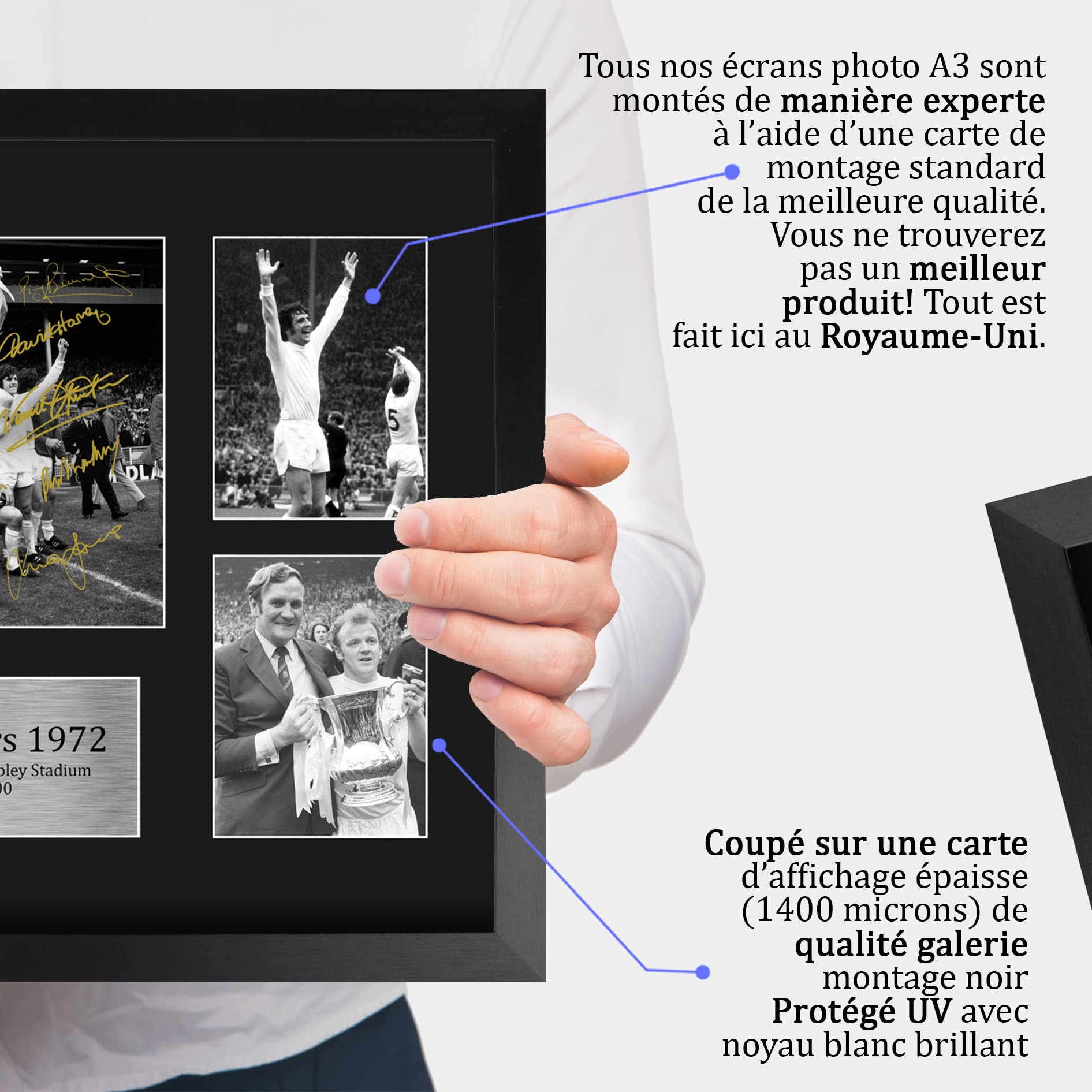 HWC Trading FR A3 1972 FA Cup Winners Leeds United Affiche autographe signée de souvenirs imprimés pour les fans de football et les supporters - A3 Encadré