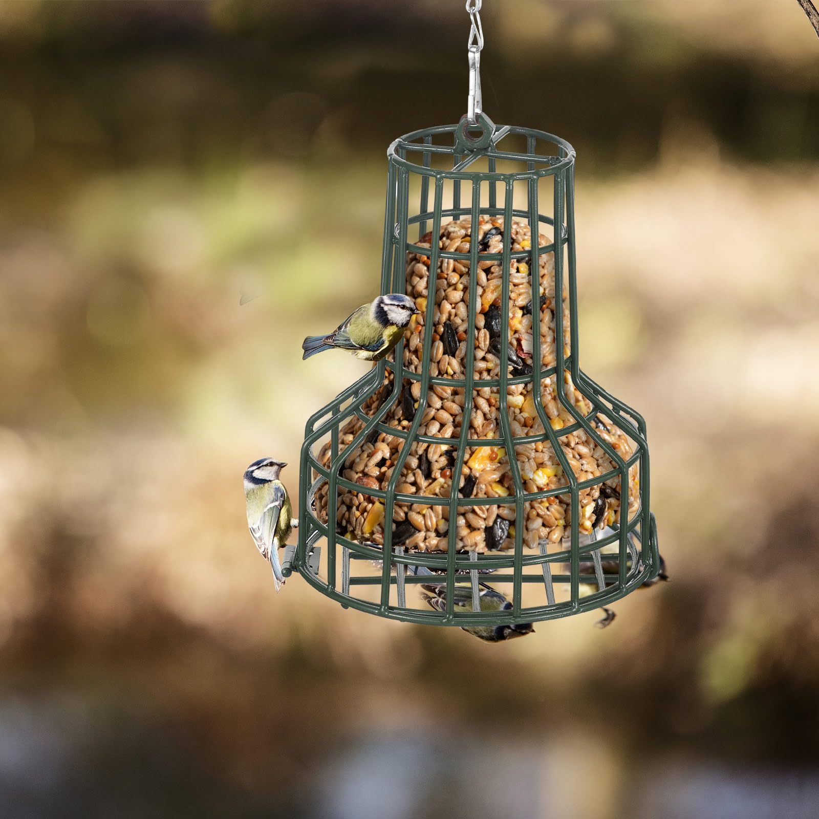 MorningRo Comedero para pájaros silvestres S-8, 2 unidades, para jardín, para exteriores, con cadena de acero inoxidable para pájaros silvestres