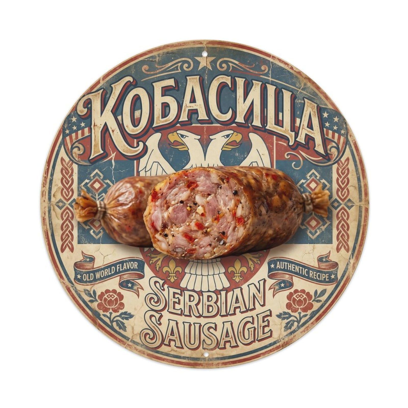 Serbian Kobasica Regional Culinary Heritage Metal Tin Sign