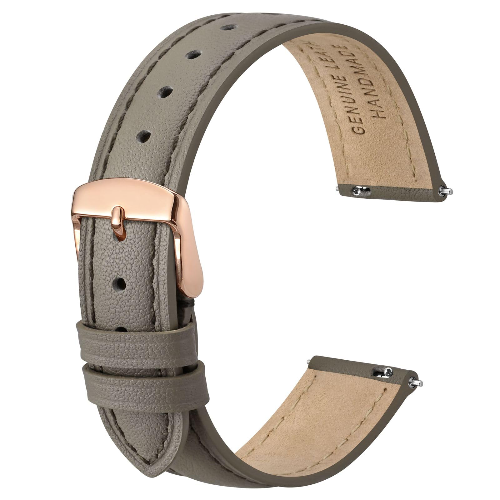 ANBEER Flat Thin Elegant Genuine Leather Watch Strap,Quick Release Replacement Watch Band for Women,Band Size 12mm 14mm 16mm 18mm 20mm 22mm for Choose