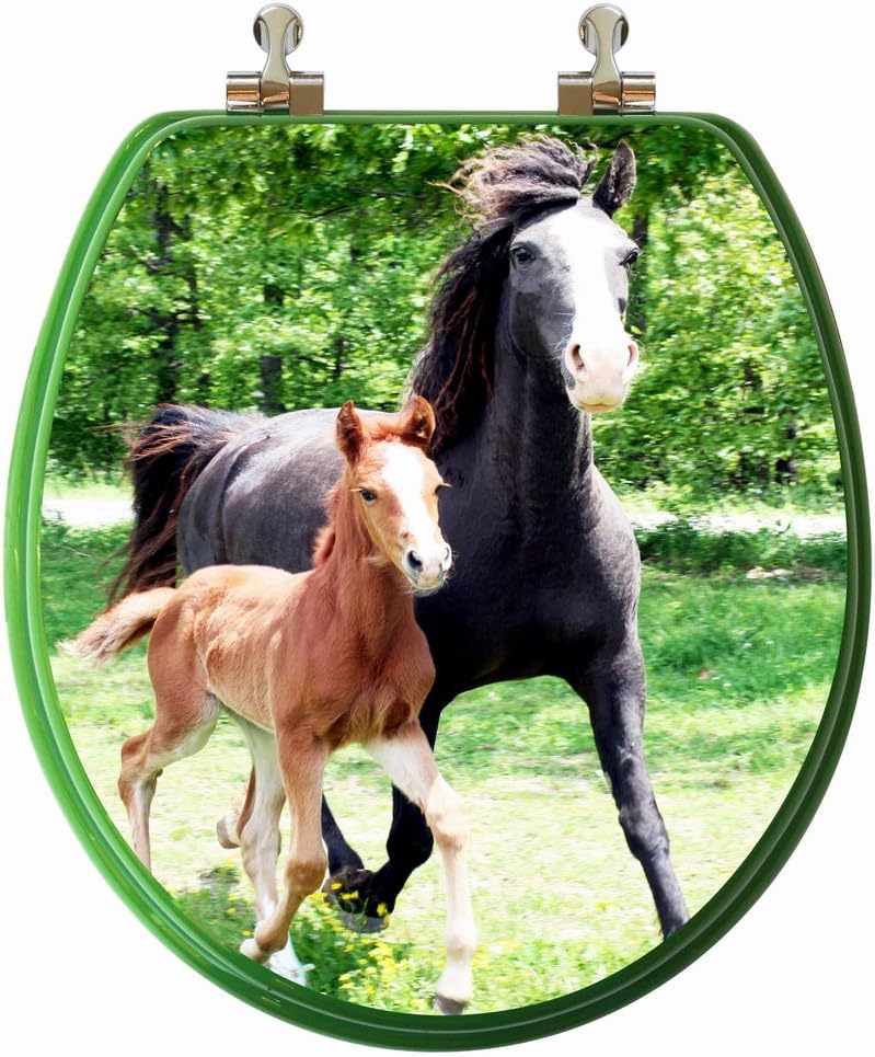 3D Series Horses Round Toilet Seat