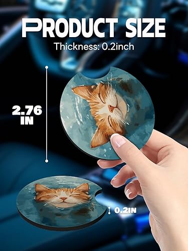Vista 17 de WOCOCN Posavasos para automóvil, 2.75 pulgadas, antideslizantes y absorbentes, bonitos accesorios de decoración para portavasos de automóvil, Vaca