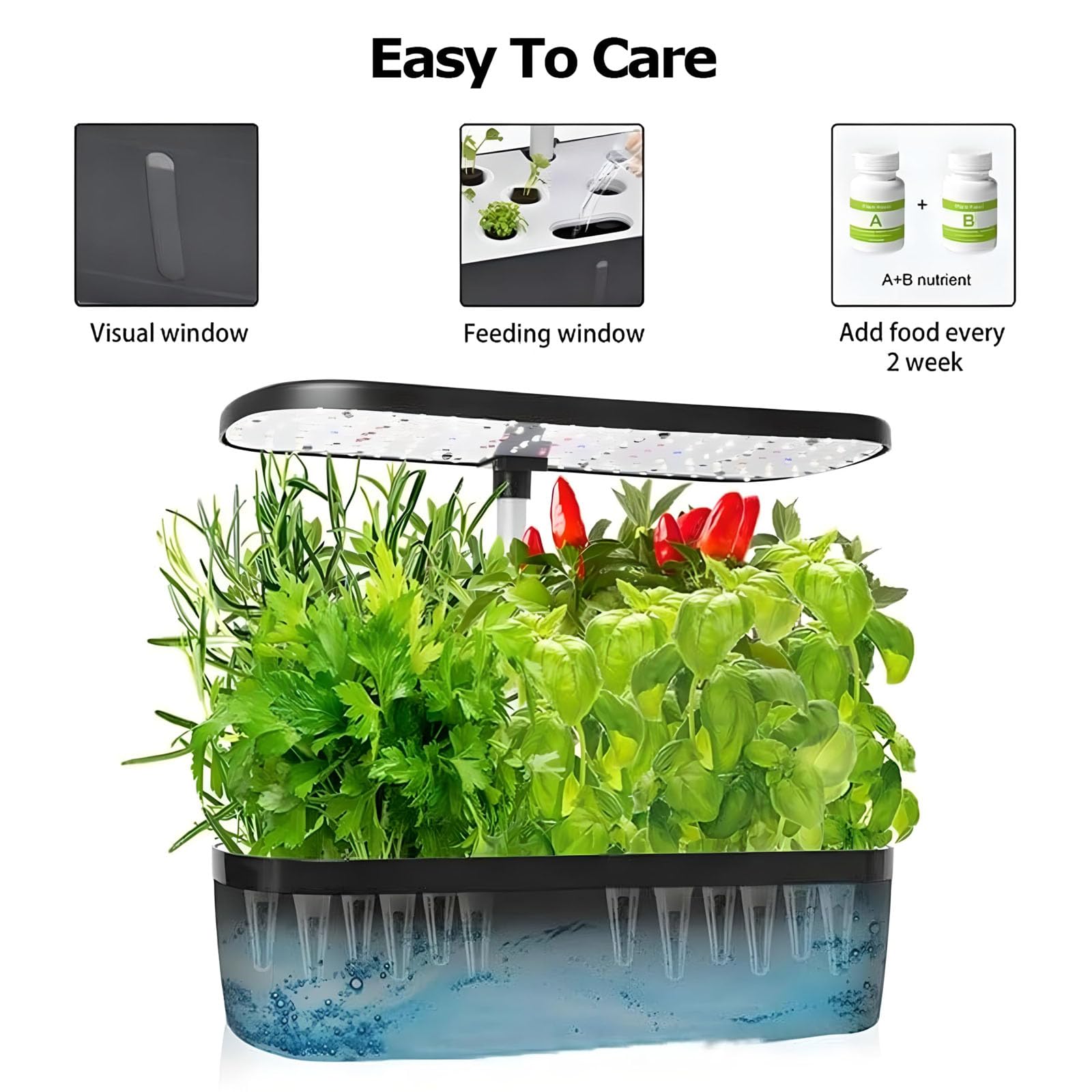 Zestaw Do Uprawy Hydroponicznej 12 Doniczek, 4L Inteligentny Ogród Ziołowy Do Wnętrz Z 20W Lampą Led Do Uprawy, Timerem, Automatyczną Pompą Wodną, Regulowaną Wysokością Do Warzyw I Owoców white