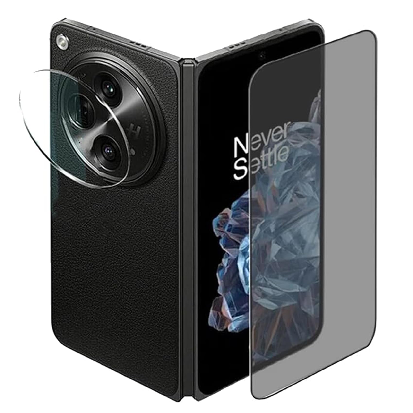 YODAOLI For OnePlus Open 9H Tempered Glass Front Screen Protector+Camera Lens Protector, Tempered Glass Film (1*Privacy Screen Protector+1*Camera Lens Protector)