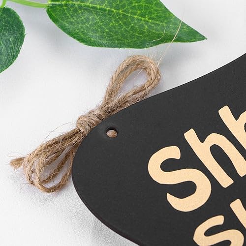 Miniatura 8 de WINOMO Shhh Sleeping Baby Door Sign Do Not Disturb - Letrero colgante de madera para habitación de bebé (negro)