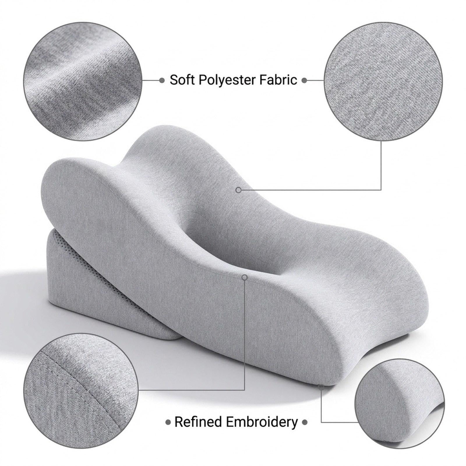 Almohada para Piernas de Espuma Viscoelástica, Cojín de Elevado para Descansar Los Tobillos, Almohada Suave Tipo Sudadera, Ideal para La Cama, Gris Claro, tal como se describe