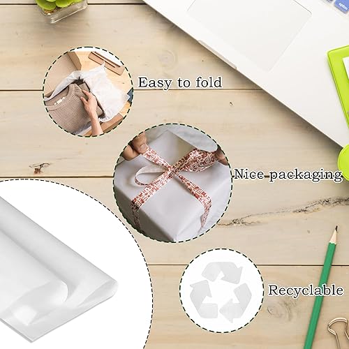 Miniatura 5 de PINWATT 1000 hojas de papel de seda blanco de 20 x 30 pulgadas a granel para bolsas de regalo, papel de regalo, cumpleaños, bodas, duchas, regalos