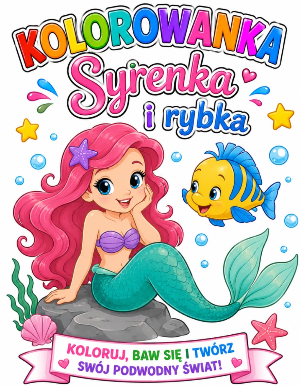 Kolorowanka syrenka i rybka: Koloruj baw się i twórz swój podwodny świat