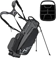 UNIHIMAL Golf Stand Bag with 8-Way Dividers, Lightweight Dual Straps, Multiple Pockets for Men Women - Dark Black
