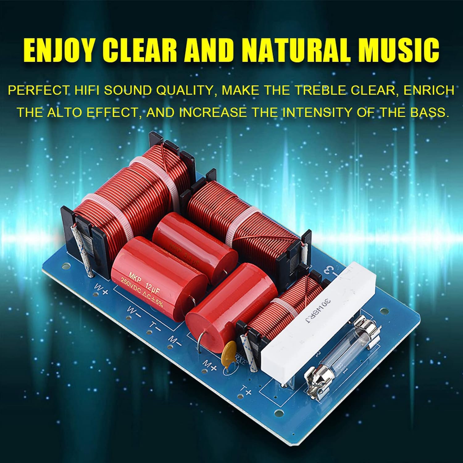 3 Way Crossover Filter Audio Frequency Divider, PA-3 Treble Alto Bass HiFi Audio Filter Module Board for High Power Speaker