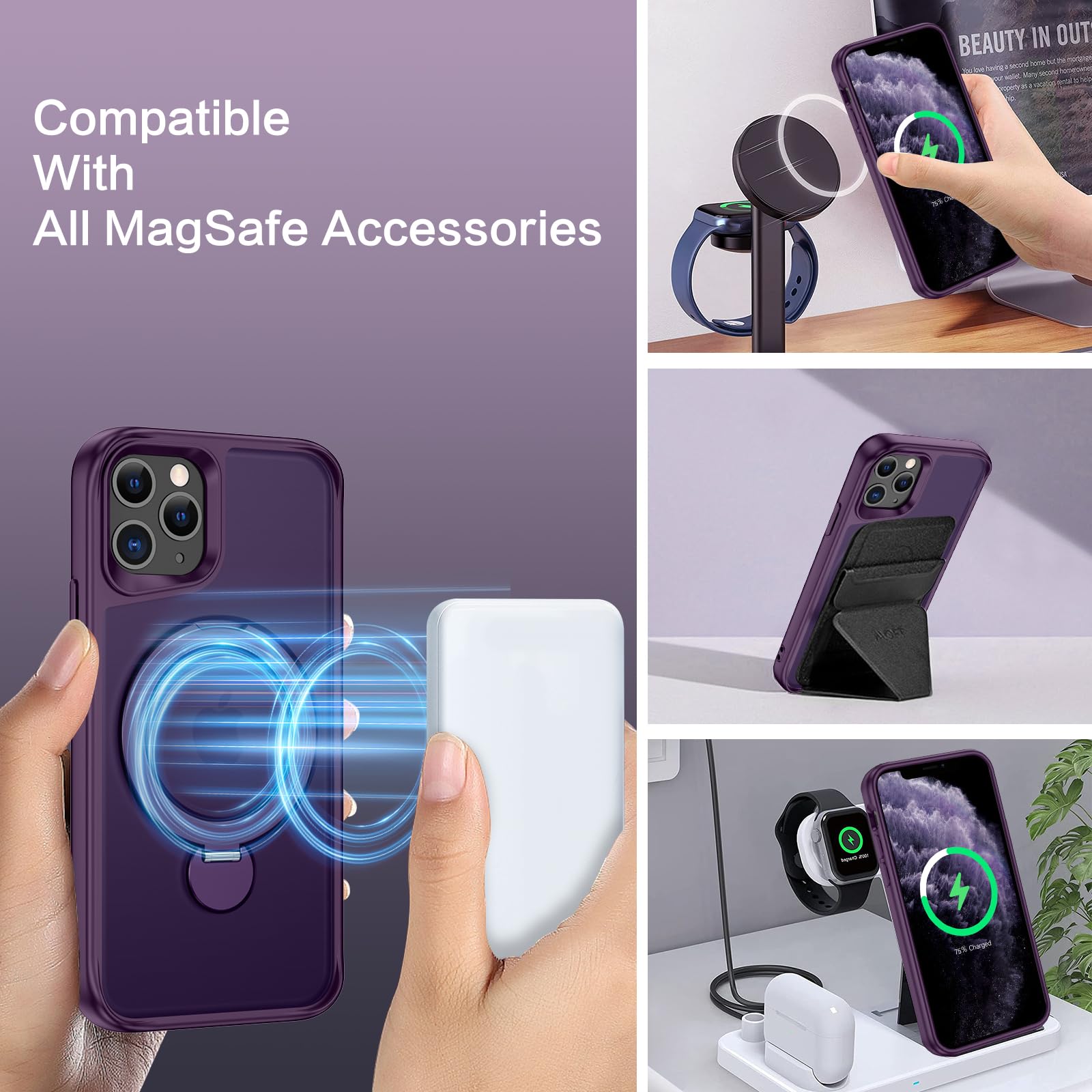 BENTOBEN MagSafe Kompatible Schutzhülle Für IPhone 11 Pro Max – Mit Ring, Stoßfest, Transparent & Matt