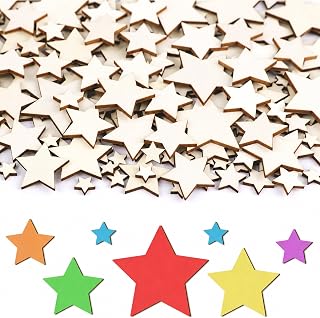 824 PCS Wooden Stars, Unfinished Stars Shape Wood Ornaments for Crafts