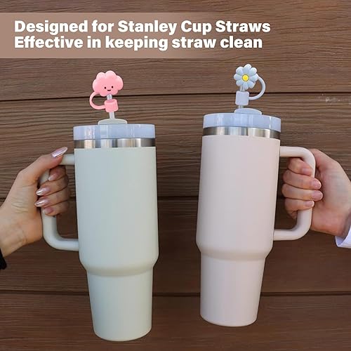 Miniatura 2 de Tapa de popote para copa Stanley, funda de silicona de 0.394 in compatible con vaso Stanley de 30 y 40 onzas con asa, 0.4 pulgadas, a prueba de