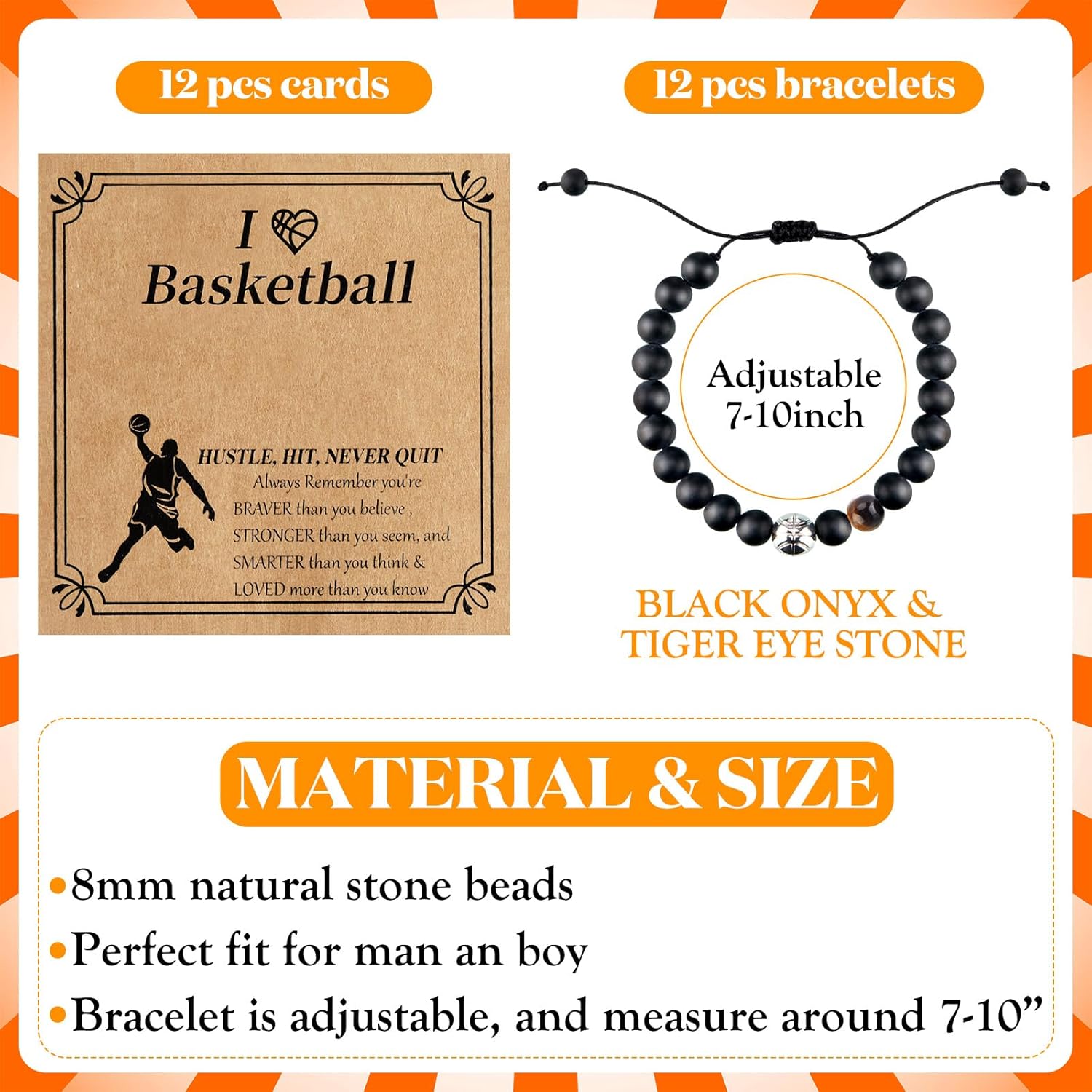 12 Set Sport Adjustable Beaded Bracelets Gifts Football Softball Soccer Volleyball Golf Basketball Hockey Bracelets for Women Men Adjustable Beaded Accessories - Image 2