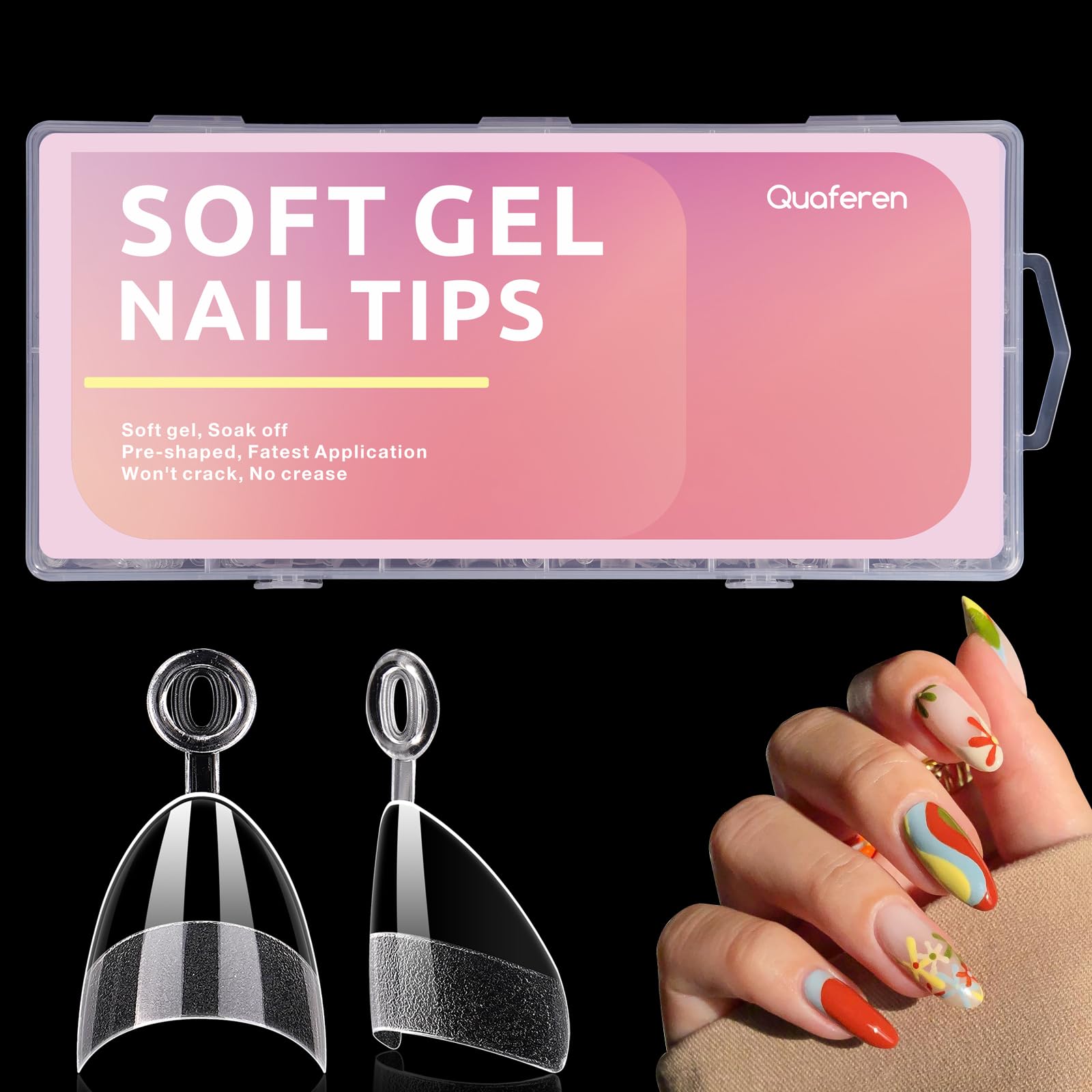 Quaferen Extra Short Nail Tips: 600Pcs Clear Almond Tips Half Cover Soft Gel Nail Tips Pre-buff Matte Almond Acrylic Nails for Nail Extension 12 Sizes