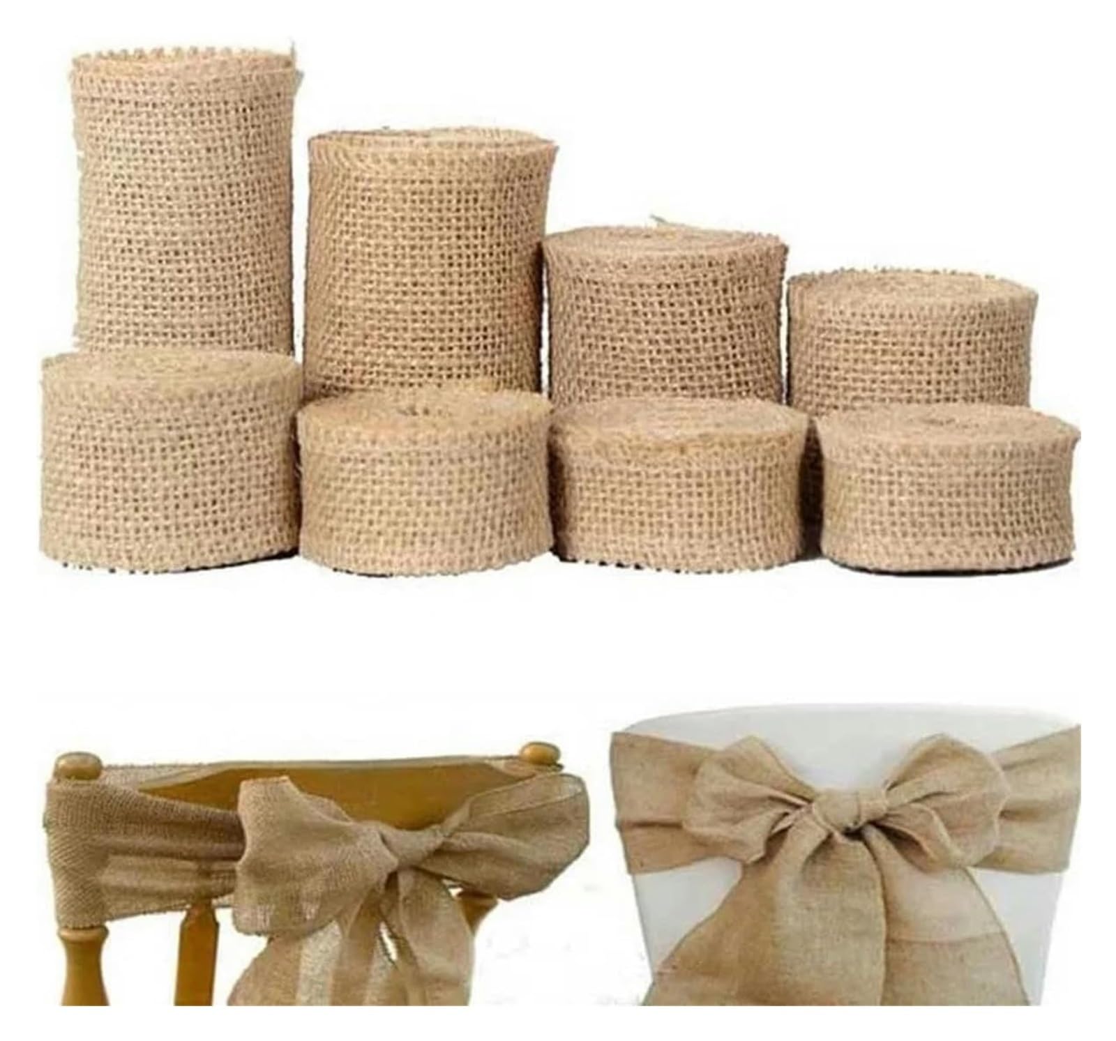 wstążka jutowa, Wstążki jutowe 2 m rolka podwójna ścianka DIY Wrap Craft Wedding Party,5-12 cm(Width 8cm)